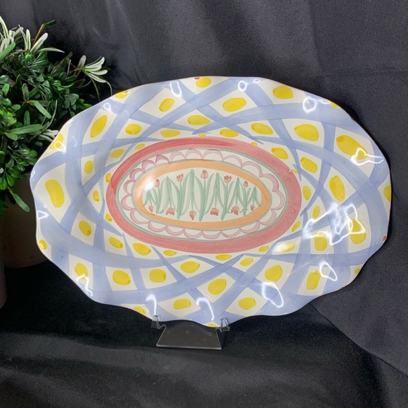 Vintage 1996 hard to find MacKenzie-Childs 12” Aalsmeer ruffled platter - Picture 1 of 9